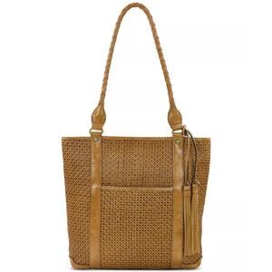 Patricia Nash Brown Rena Tassel Large Woven Leather Tote Bag western purse